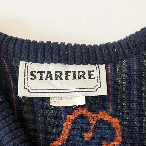 Vintage Starfire 90s Navy Soft Ribbed Aztec Boho Button-Down Vest Sz 10 M - Picture 9 of 9